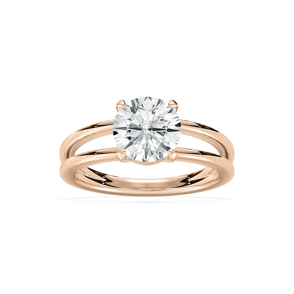 Duet 2 ctw Round LGD Duet Split Shank Solitaire Engagement Ring - 14K Rose Gold / F-VS2