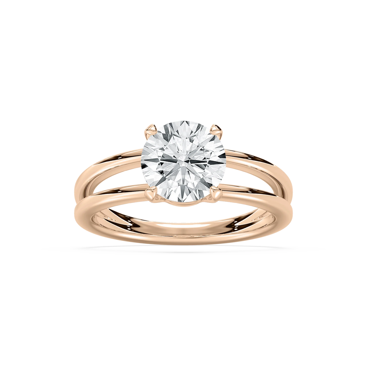Duet 2 ctw Round LGD Duet Split Shank Solitaire Engagement Ring - 14K Rose Gold / F-VS2