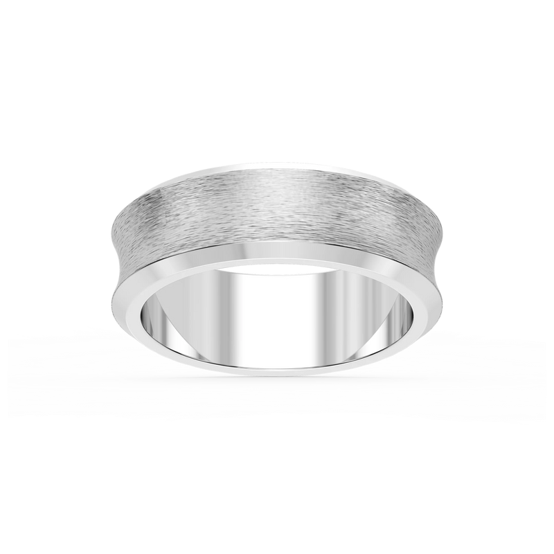 Dune 6.00mm Concave Bevel Plain Metal Band - 14K White Gold / Cross Satin