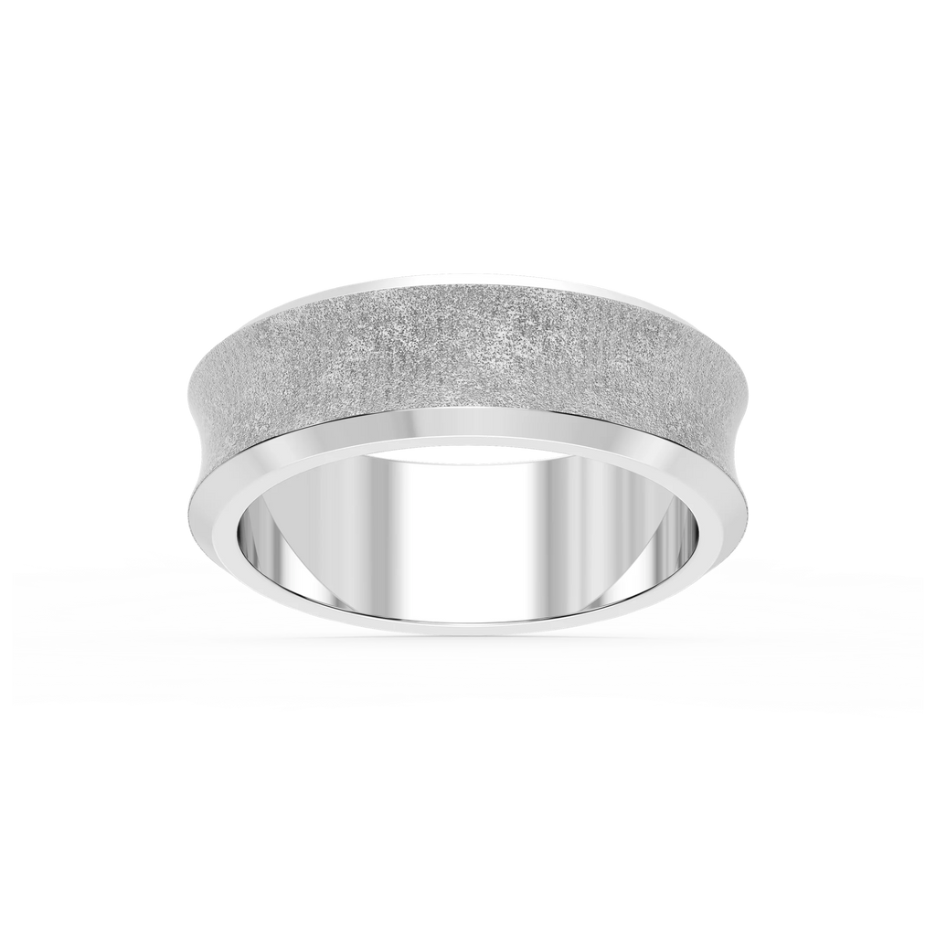 Dune 6.00mm Concave Bevel Plain Metal Band - 14K White Gold / Sandblast