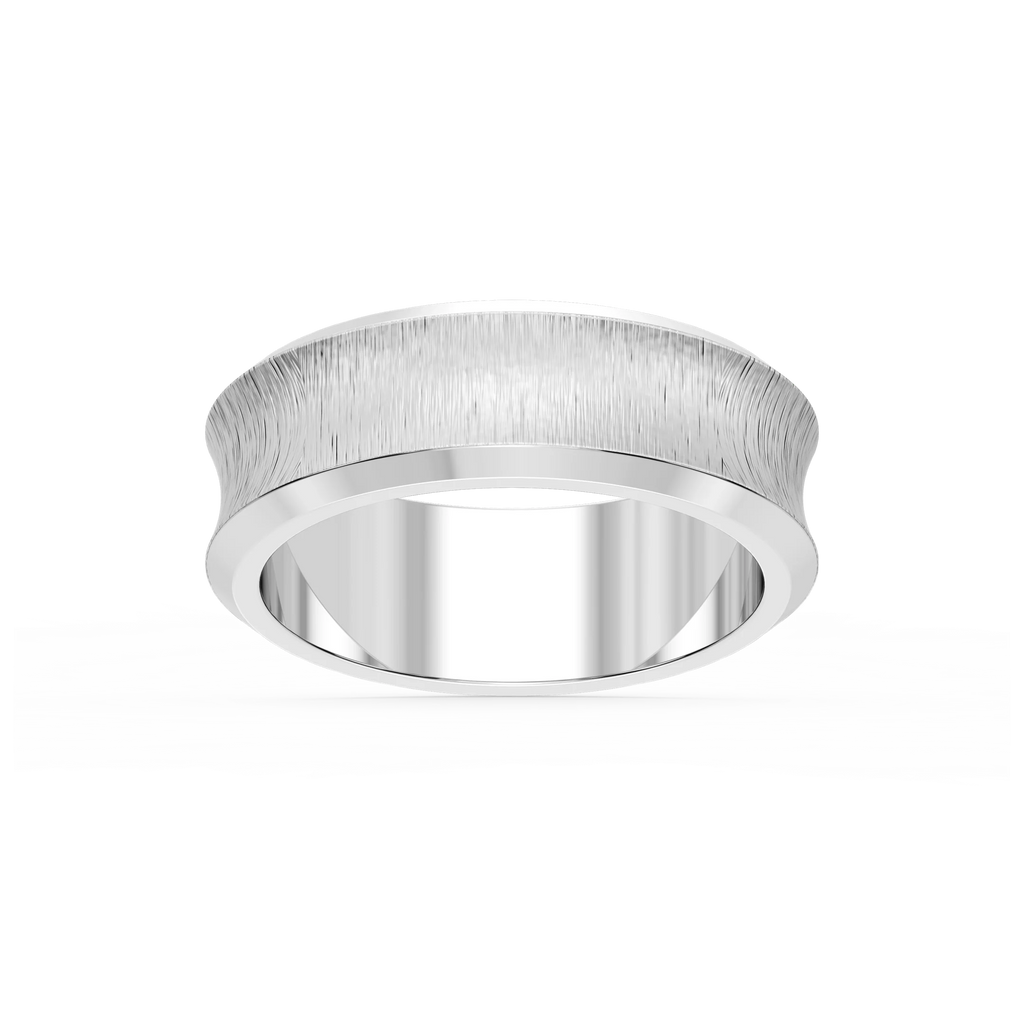 Dune 6.00mm Concave Bevel Plain Metal Band - 14K White Gold / Satin