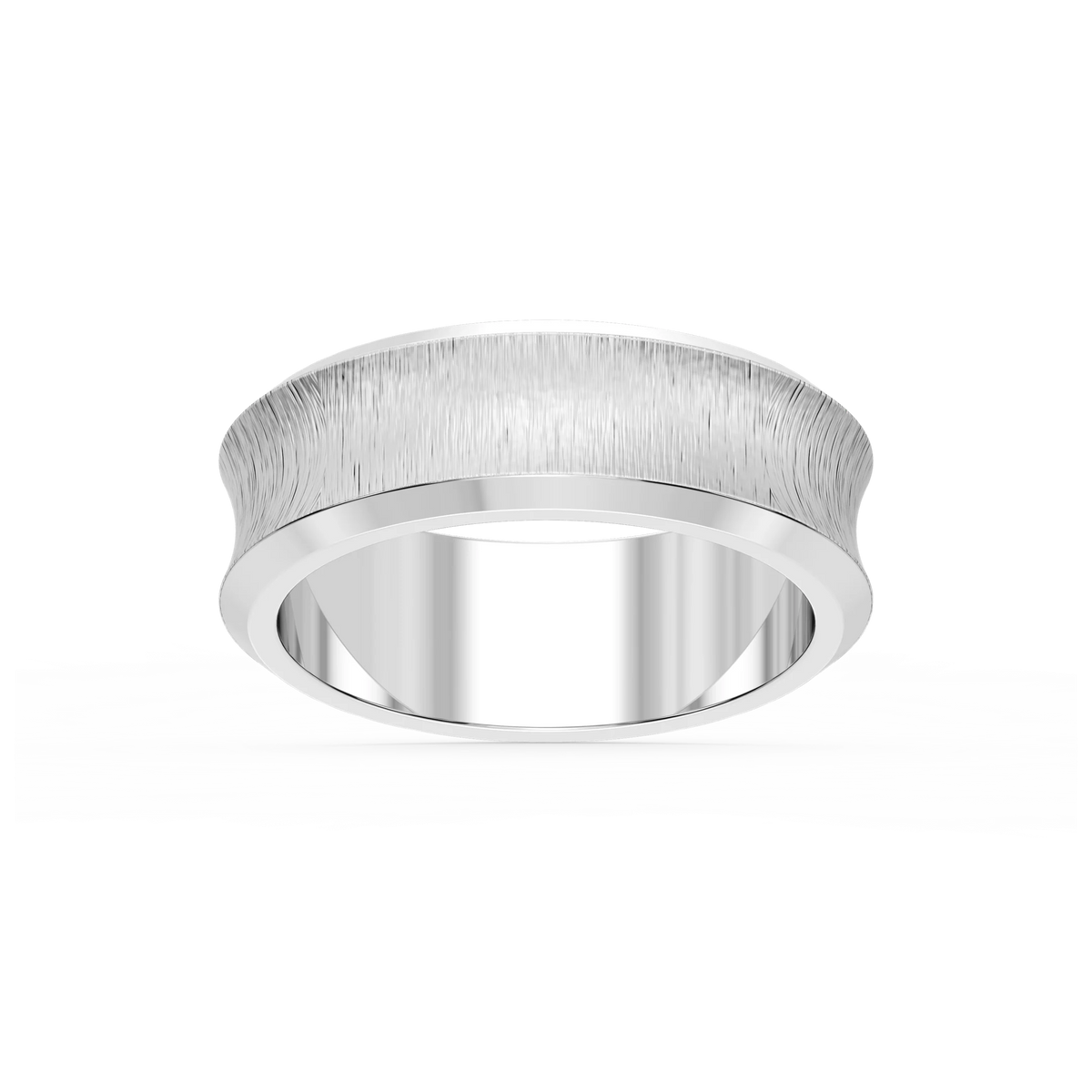 Dune 6.00mm Concave Bevel Plain Metal Band - 14K White Gold / Satin