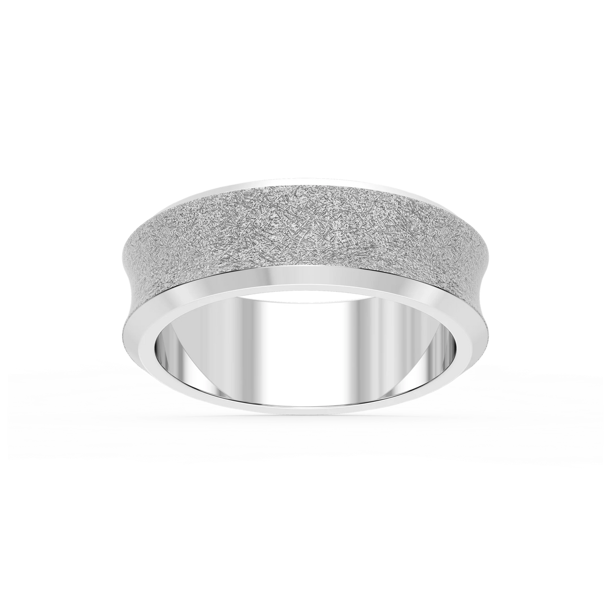 Dune 6.00mm Concave Bevel Plain Metal Band - 14K White Gold / Wire Matte