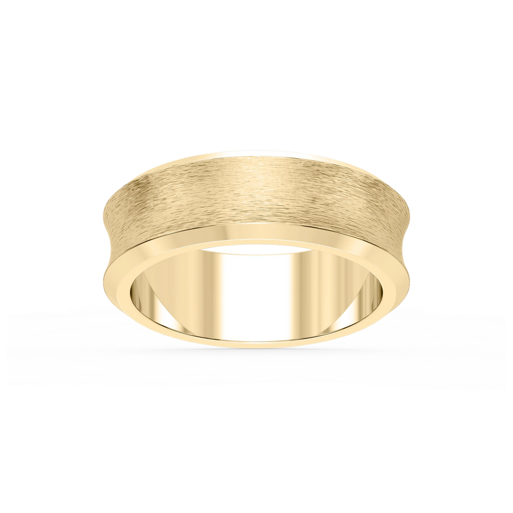 Dune 6.00mm Concave Bevel Plain Metal Band - 14K Yellow Gold / Cross Satin