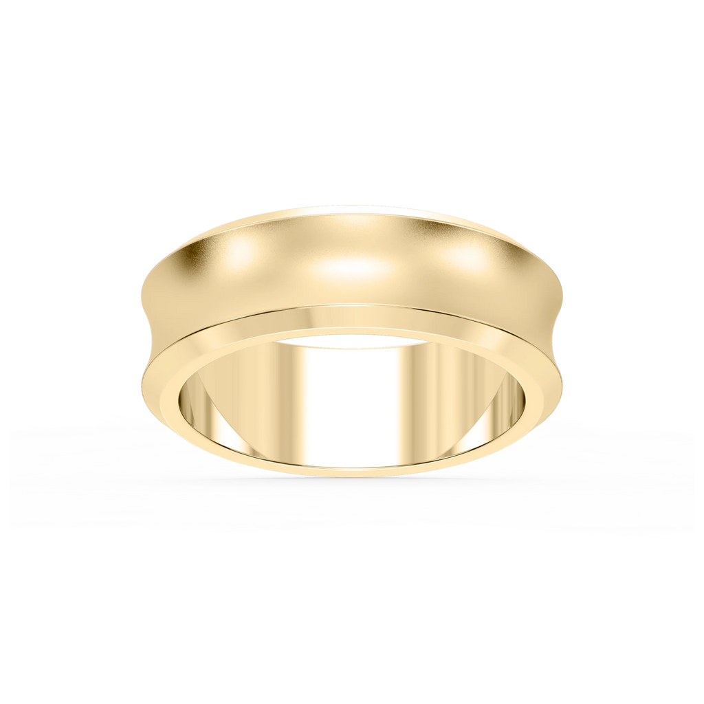 Dune 6.00mm Concave Bevel Plain Metal Band - 14K Yellow Gold / Glass Bead
