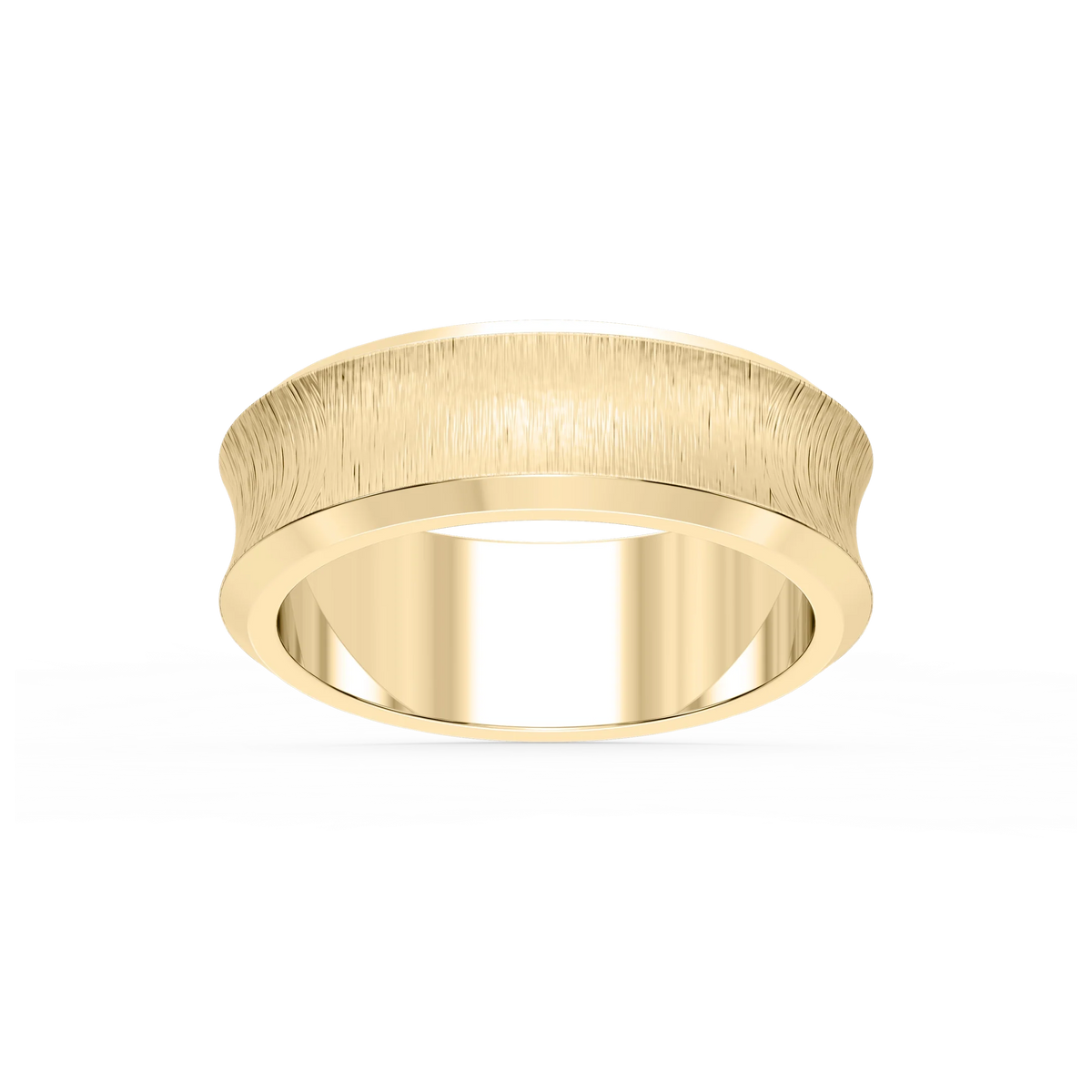 Dune 6.00mm Concave Bevel Plain Metal Band - 14K Yellow Gold / Satin