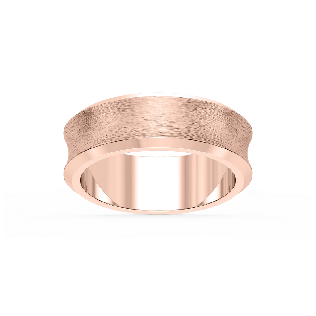 Dune 6.00mm Concave Bevel Plain Metal Band - 14K Rose Gold / Cross Satin