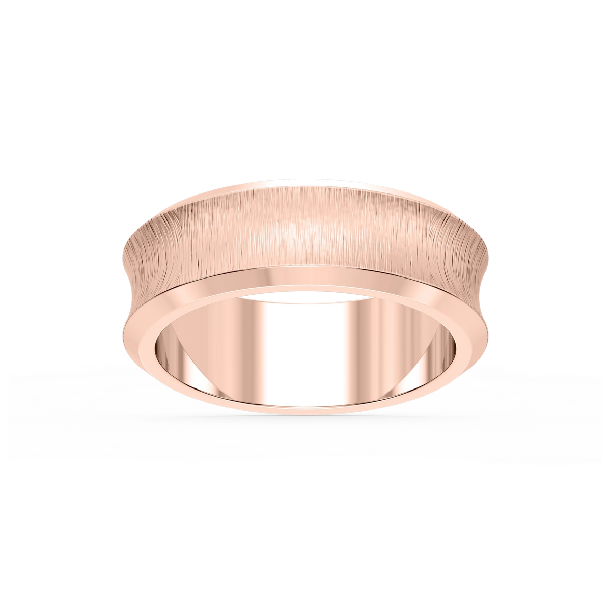 Dune 6.00mm Concave Bevel Plain Metal Band - 14K Rose Gold / Satin
