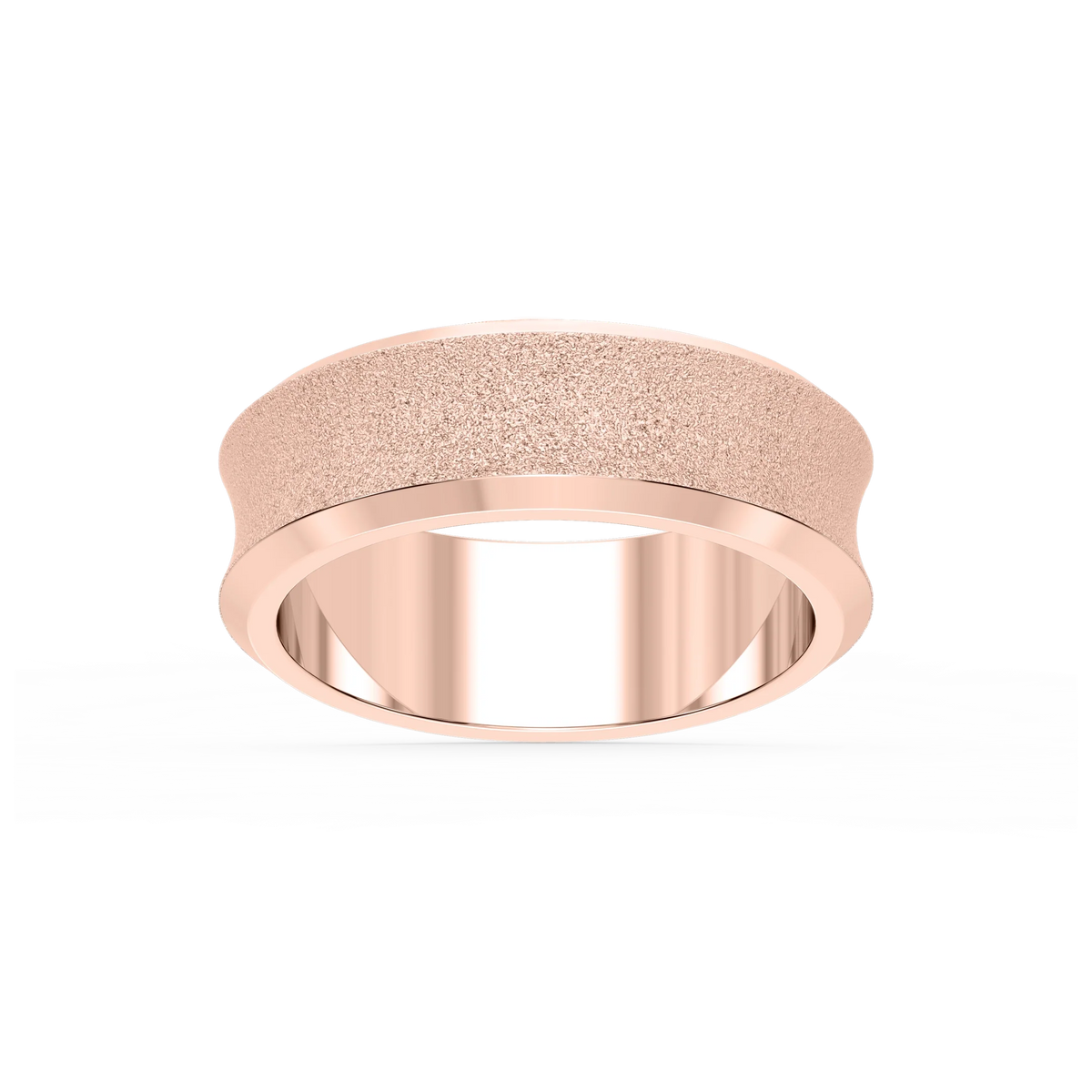 Dune 6.00mm Concave Bevel Plain Metal Band - 14K Rose Gold / Stone