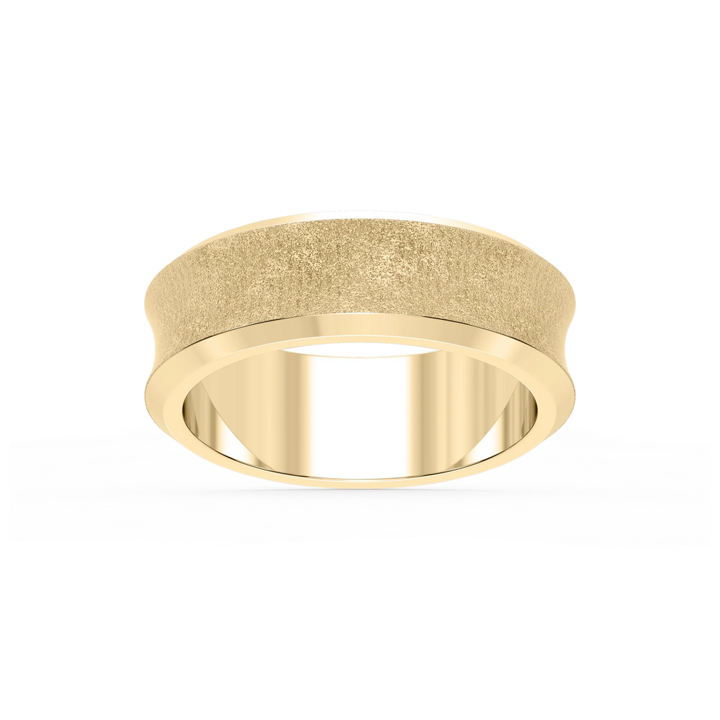 Dune 6.00mm Concave Bevel Plain Metal Band - 18K Yellow Gold / Sandblast