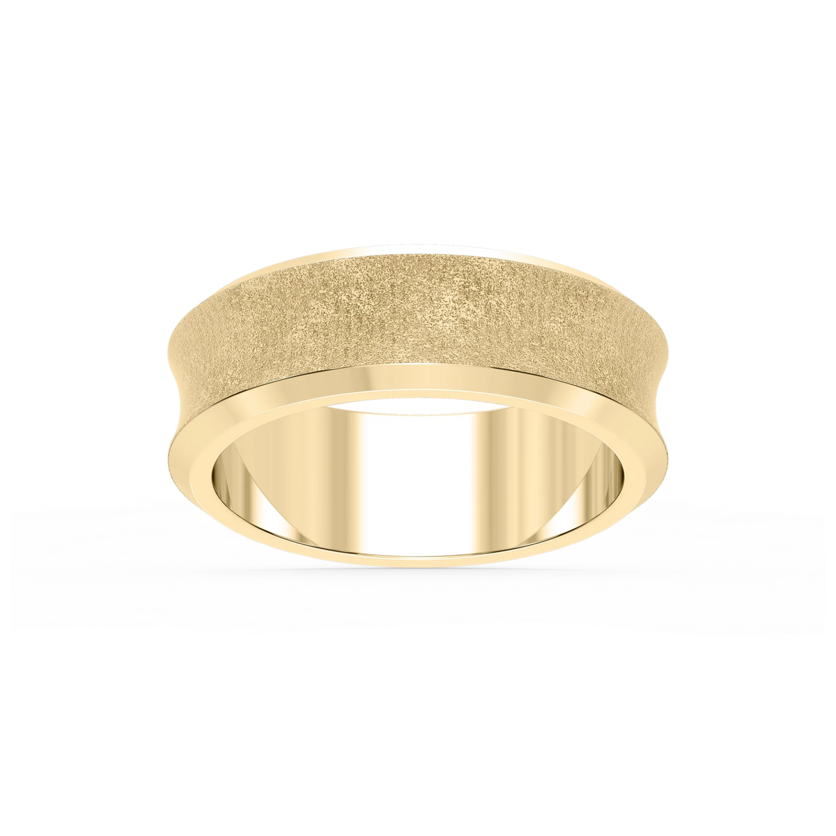 Dune 6.00mm Concave Bevel Plain Metal Band - 18K Yellow Gold / Sandblast