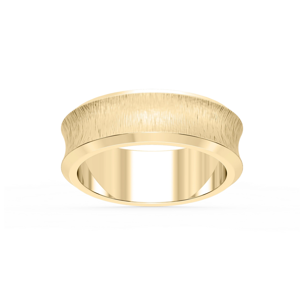 Dune 6.00mm Concave Bevel Plain Metal Band - 18K Yellow Gold / Satin