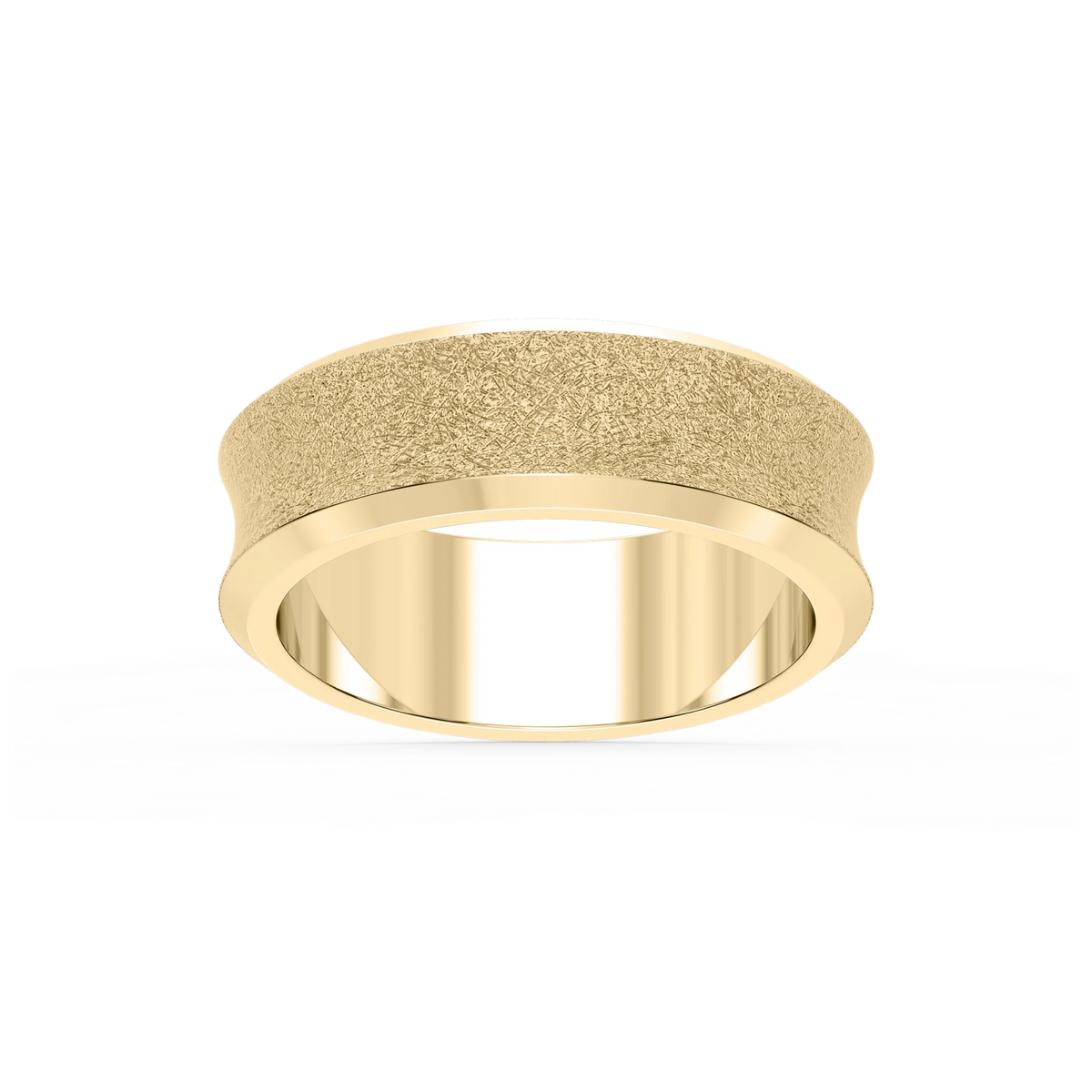 Dune 6.00mm Concave Bevel Plain Metal Band - 18K Yellow Gold / Wire Matte