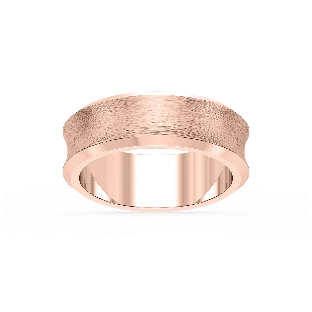 Dune 6.00mm Concave Bevel Plain Metal Band - 18K Rose Gold / Cross Satin