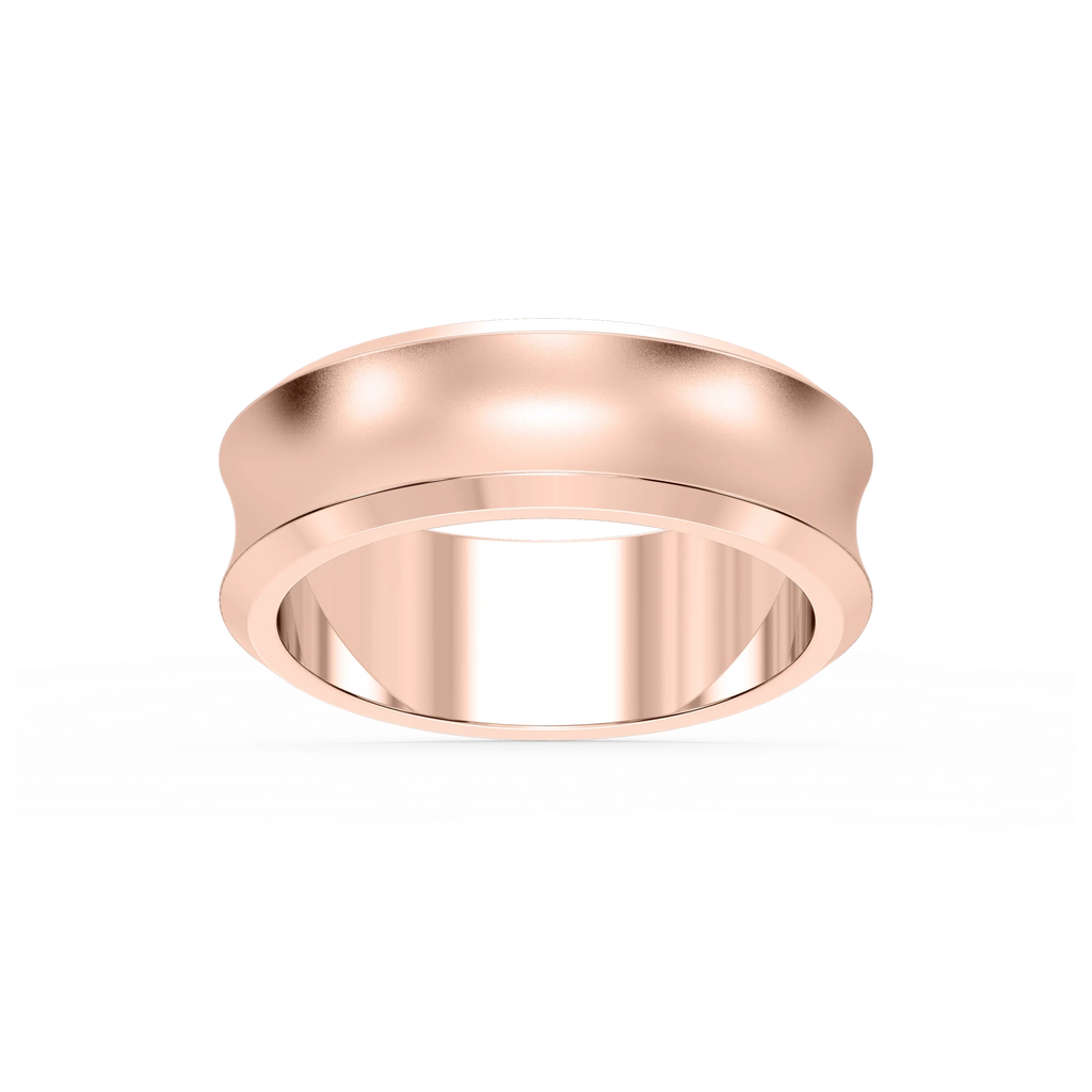 Dune 6.00mm Concave Bevel Plain Metal Band - 18K Rose Gold / Glass Bead