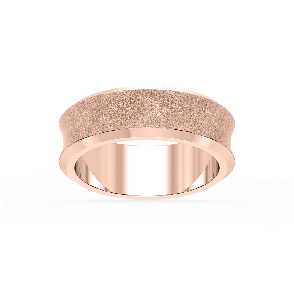 Dune 6.00mm Concave Bevel Plain Metal Band - 18K Rose Gold / Sandblast