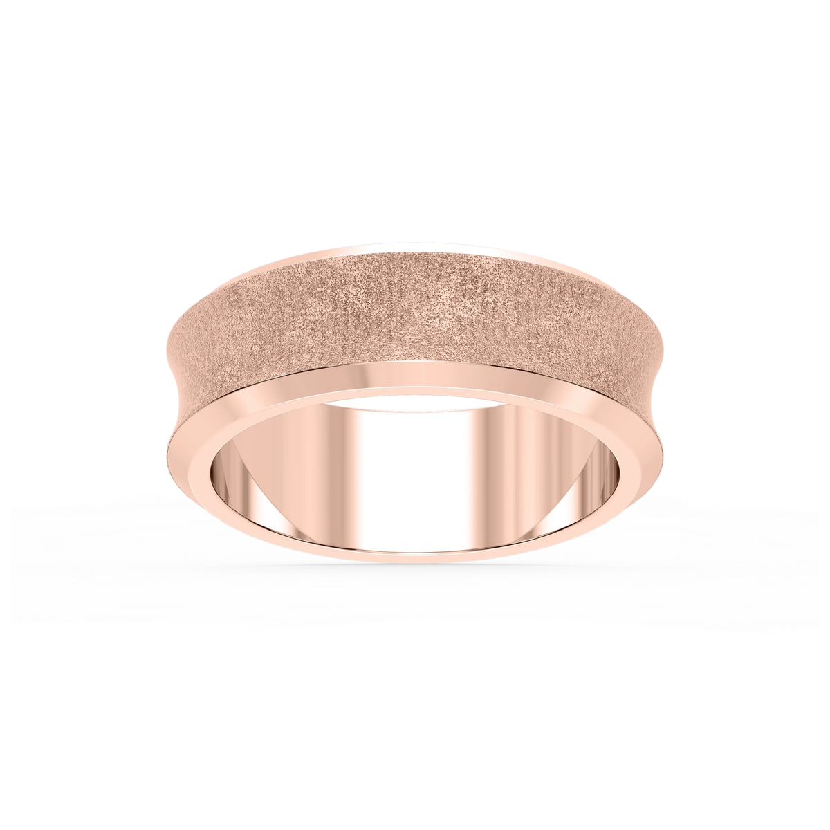 Dune 6.00mm Concave Bevel Plain Metal Band - 18K Rose Gold / Sandblast