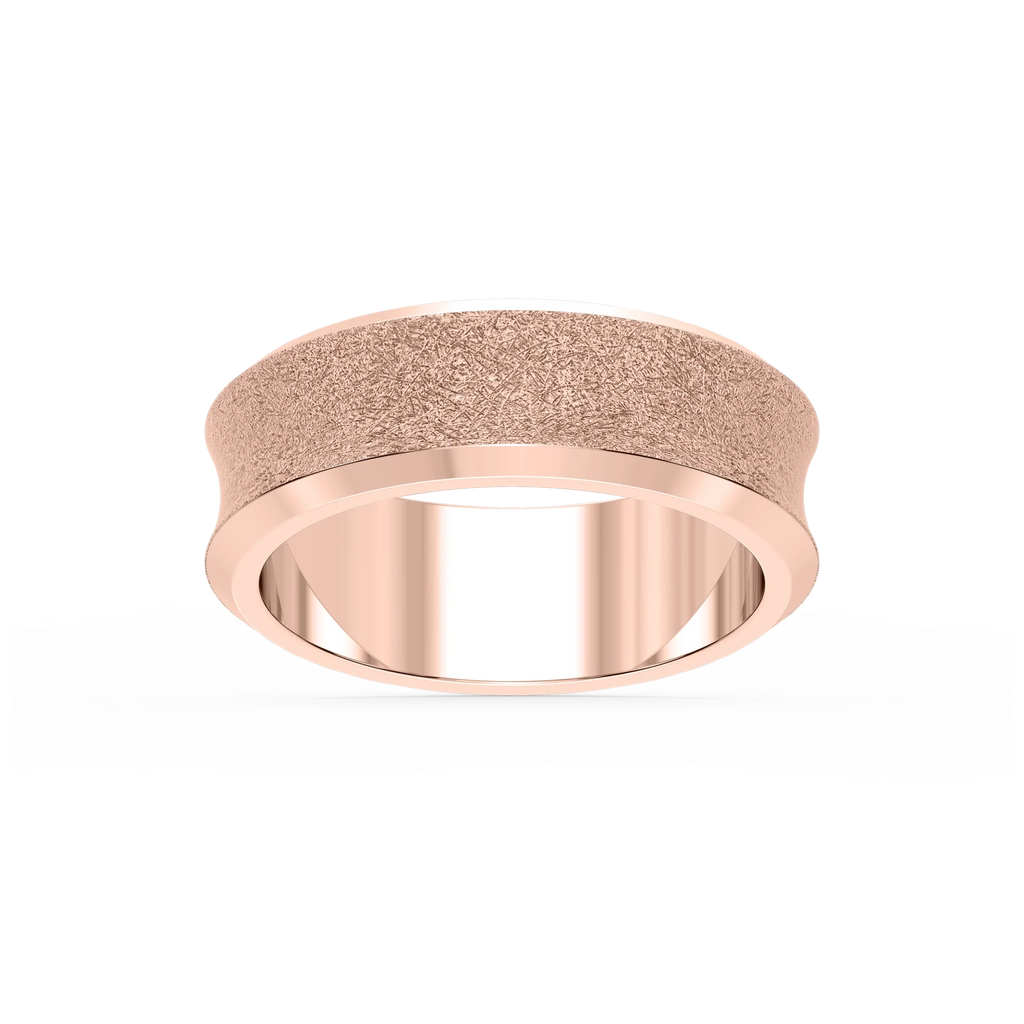Dune 6.00mm Concave Bevel Plain Metal Band - 18K Rose Gold / Wire Matte