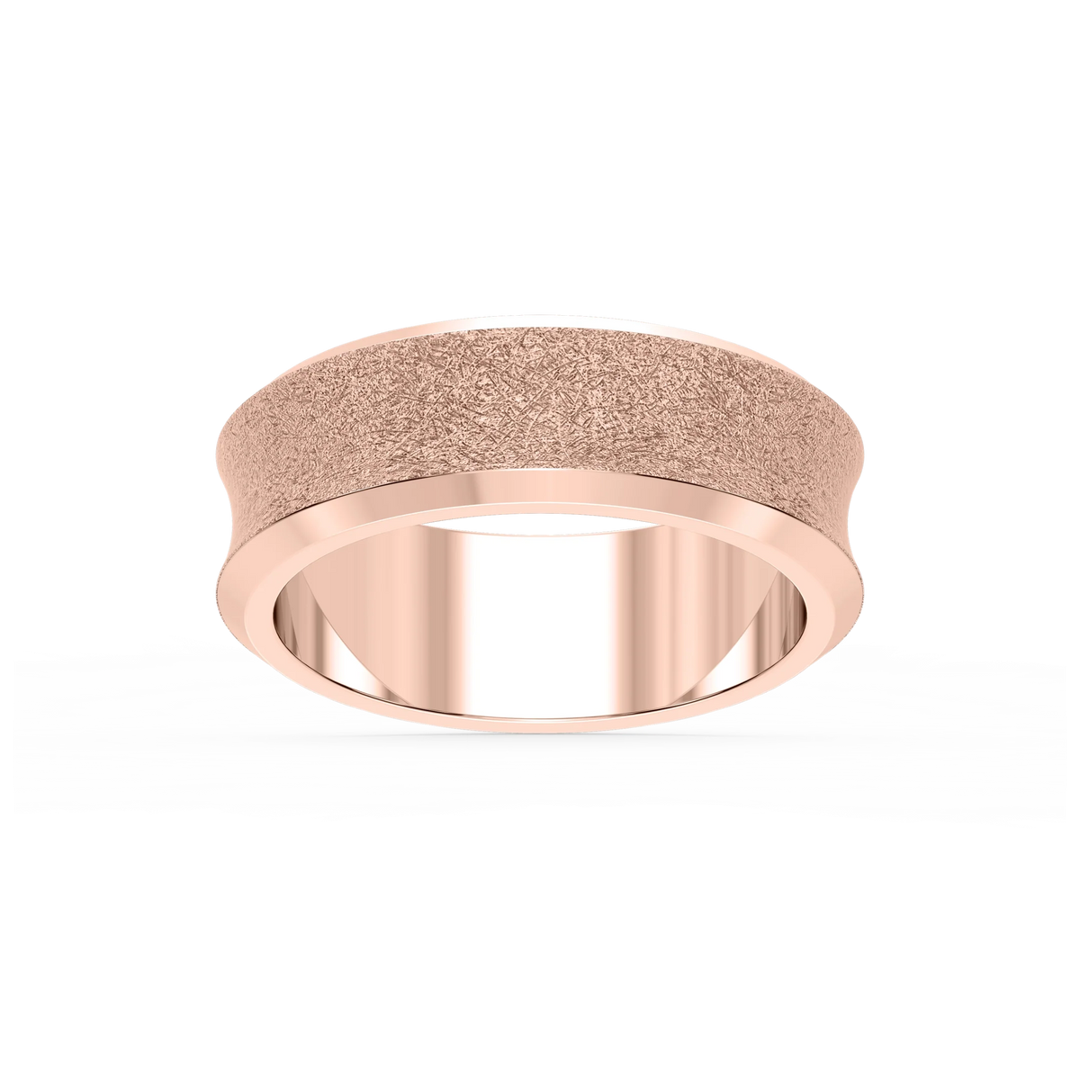 Dune 6.00mm Concave Bevel Plain Metal Band - 18K Rose Gold / Wire Matte