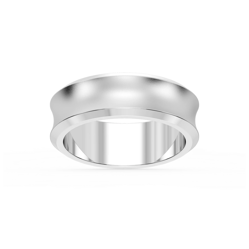 Dune 6.00mm Concave Bevel Plain Metal Band - Platinum / Glass Bead