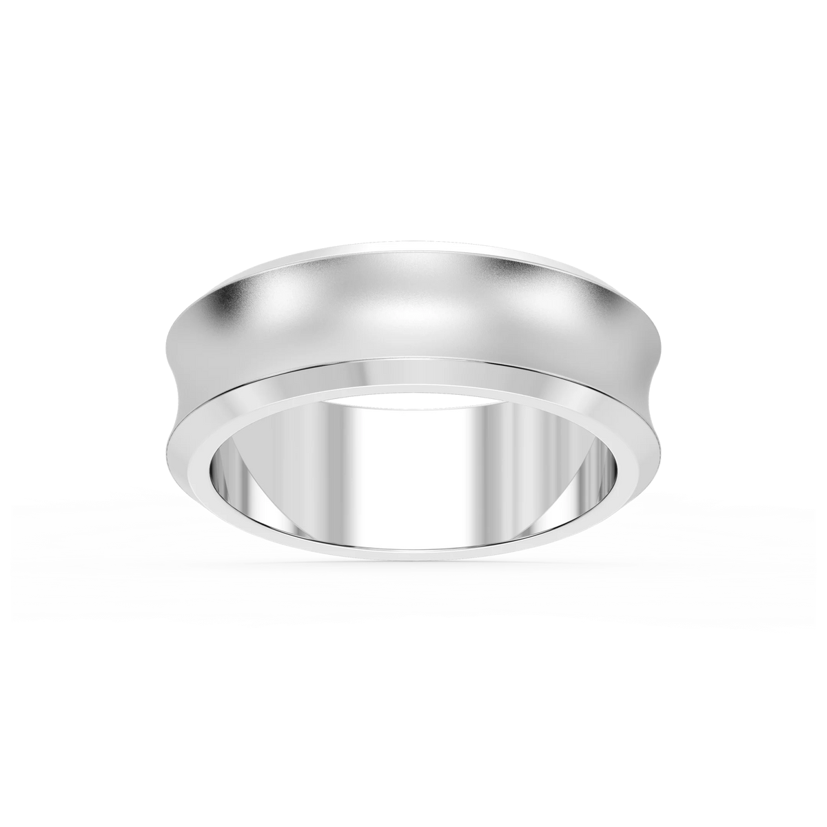 Dune 6.00mm Concave Bevel Plain Metal Band - Platinum / Glass Bead