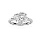 1 ½ ctw Princess, Baguette and Round LGD Mixed Shape Promise Ring - 14K White Gold
