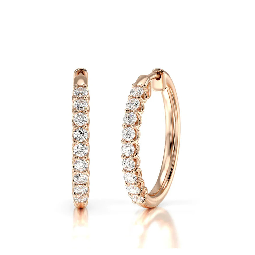 Diamond Hoop Earrings - 14K Rose Gold image