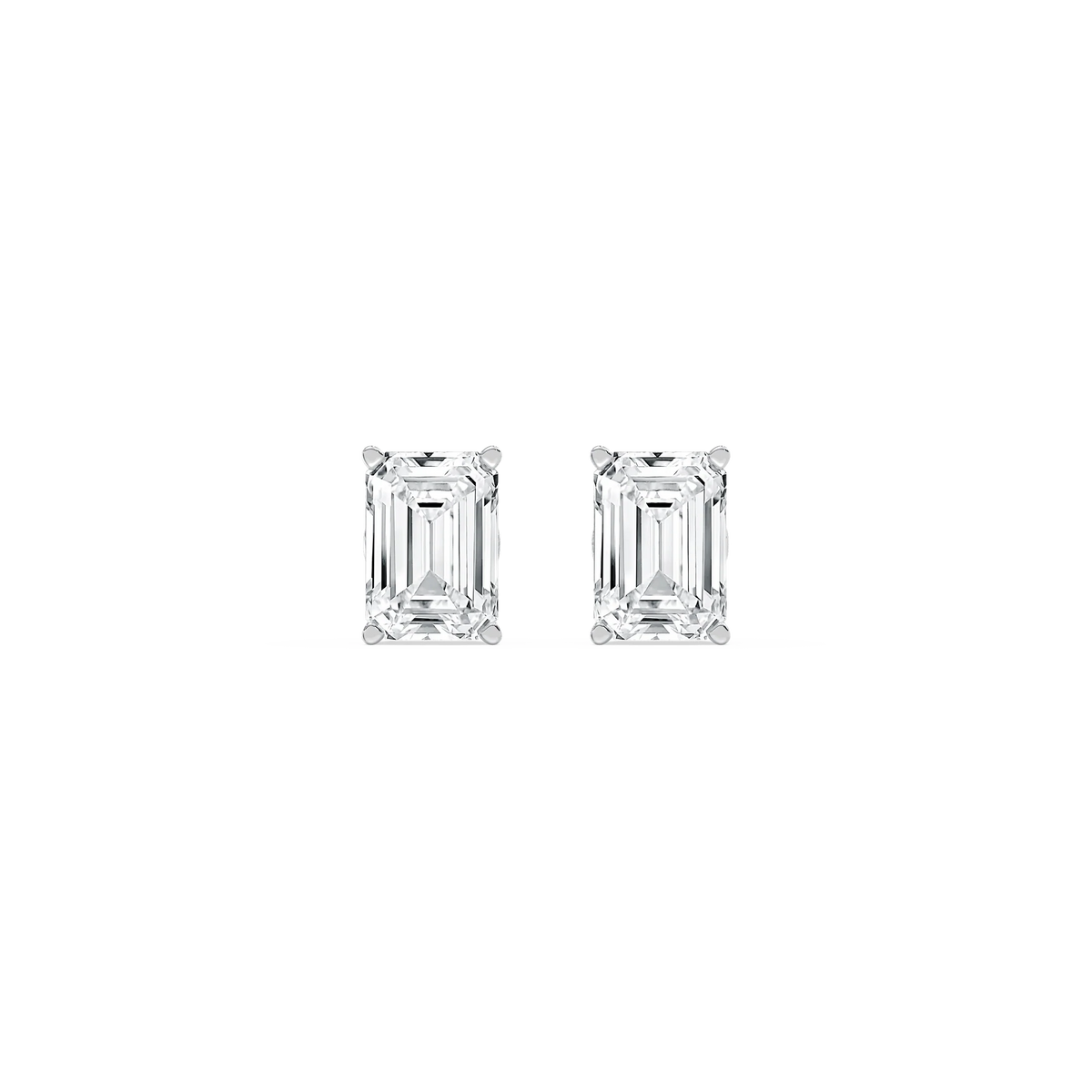 Emerald LGD Filigree Scroll Stud Earrings - 14K White Gold / 1.5ctw