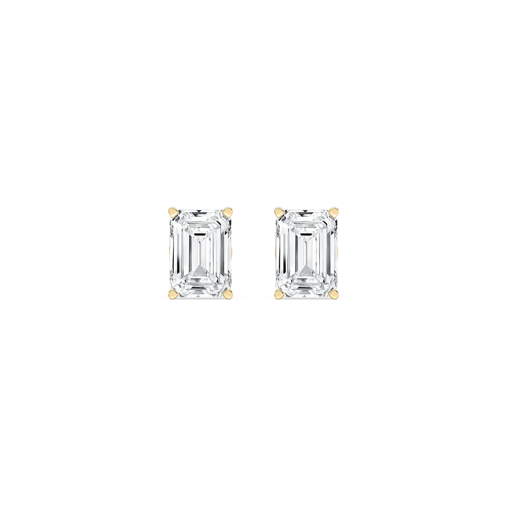 Emerald LGD Filigree Scroll Stud Earrings - 14K Yellow Gold / 1.5ctw