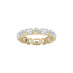 Josephine 4 ctw Emerald and Round LGD Shared Prong Eternity Band - 14K Yellow Gold