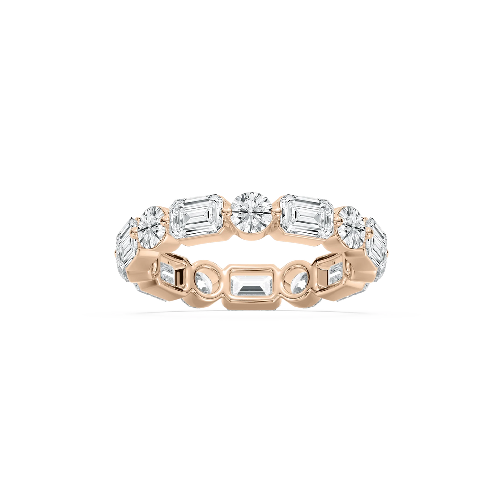 Josephine 4 ctw Emerald and Round LGD Shared Prong Eternity Band - 14K Rose Gold