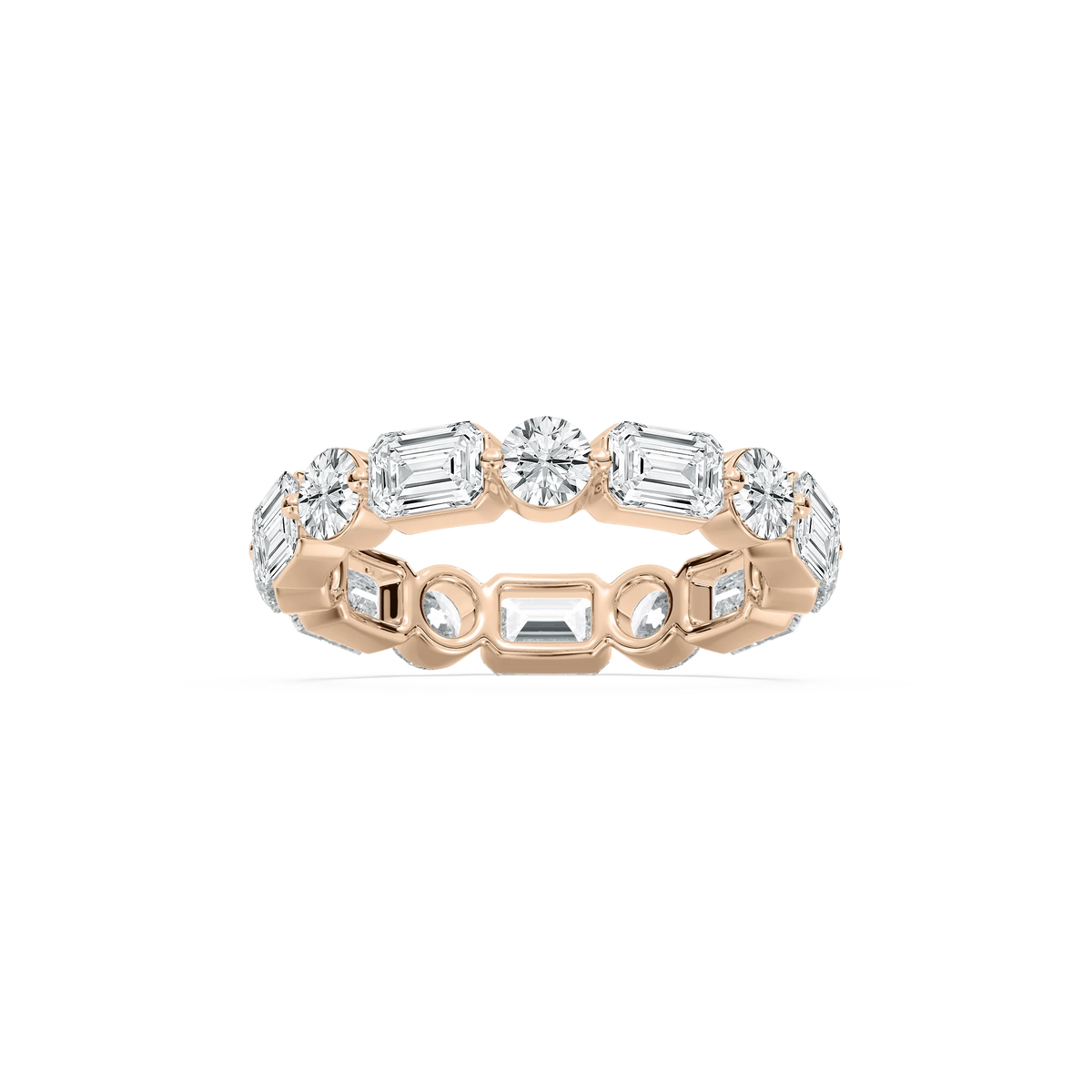 Josephine 4 ctw Emerald and Round LGD Shared Prong Eternity Band - 14K Rose Gold