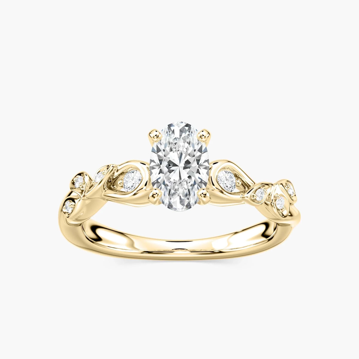 Eden LGD Vine Side Stone Engagement Ring - 18K Yellow Gold