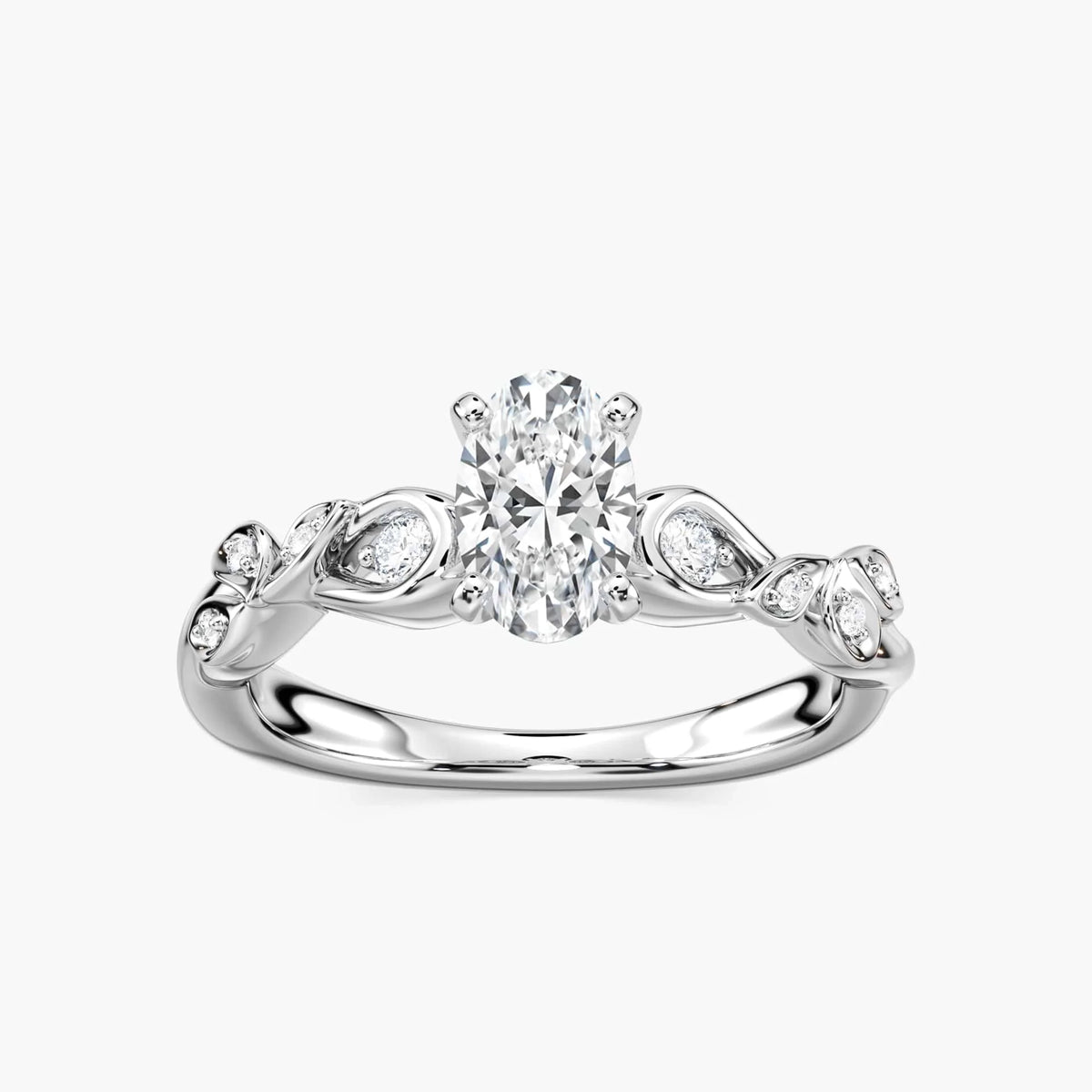 Eden LGD Vine Side Stone Engagement Ring - Platinum