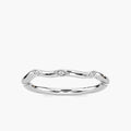 Eden Diamond Accent Round LGD Leaf Motif Curved Band - 14K White Gold