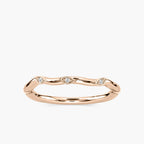 Eden Diamond Accent Round LGD Leaf Motif Curved Band - 14K Rose Gold