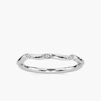 Eden Diamond Accent Round LGD Leaf Motif Curved Band - 18K White Gold