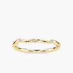 Eden Diamond Accent Round LGD Leaf Motif Curved Band - 18K Yellow Gold