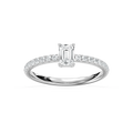 Eirlys 3/4 ctw Emerald LGD Petite Side Stone Promise Ring - 14K White Gold