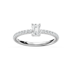 Eirlys 3/4 ctw Emerald LGD Petite Side Stone Promise Ring - 14K White Gold