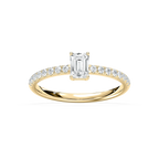 Eirlys 3/4 ctw Emerald LGD Petite Side Stone Promise Ring - 14K Yellow Gold