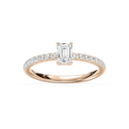 Eirlys 3/4 ctw Emerald LGD Petite Side Stone Promise Ring - 14K Rose Gold