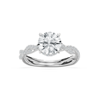 Elise 2 ½ ctw Round LGD Pave Twist Hidden Halo Engagement Ring - 14K White Gold / F-VS2