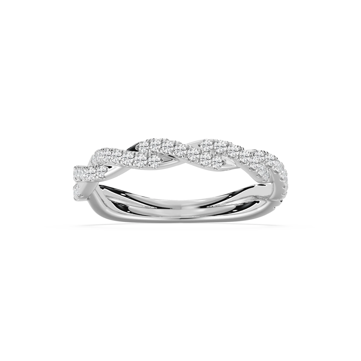Elise 1/3 ctw Round LGD Pave Twist Wedding Band - 14K White Gold