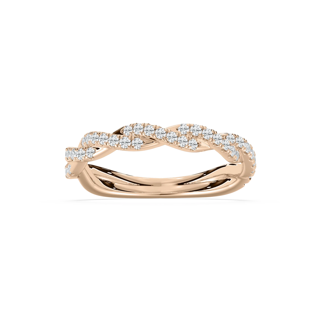 Elise 1/3 ctw Round LGD Pave Twist Wedding Band - 14K Rose Gold
