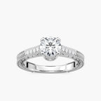 Ella Round LGD Vintage Antique Crown Side Stone Engagement Ring - Platinum