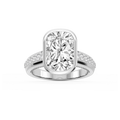 Ellen Elongated Cushion LGD Bezel Side Stone Engagement Ring - 14K White Gold