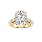Ellen Elongated Cushion LGD Bezel Side Stone Engagement Ring - 18K Yellow Gold