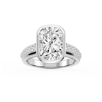 Ellen Elongated Cushion LGD Bezel Side Stone Engagement Ring - Platinum