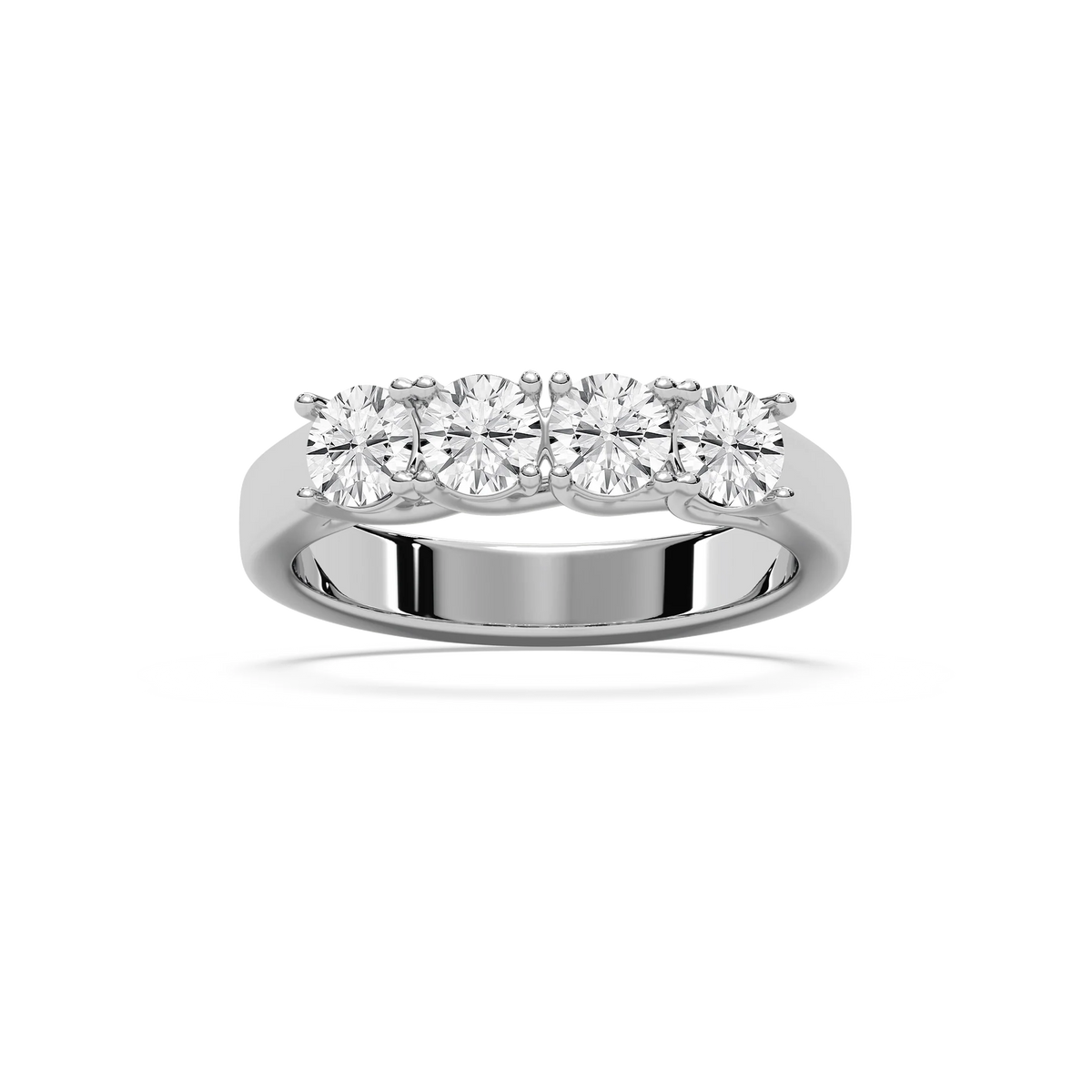 Ellise 1 ctw Round LGD Four Stone Trellis Anniversary Band - 14K White Gold